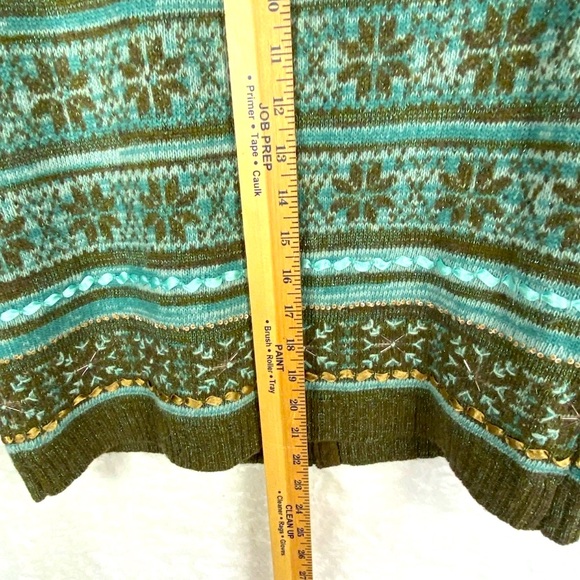 Talbots Zippered Cardigan Women’s Petite‎ Large Lambswool beaded Cottagecore - Picture 13 of 15